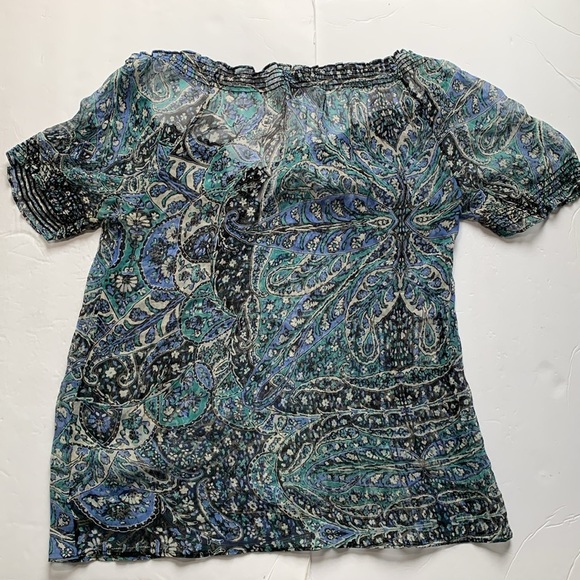 JOIE Parisian Paisley Blue Sheer Top Size X-Small - Picture 6 of 6